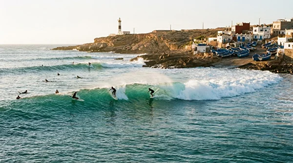 Imsouane surf camp Morocco â€” the longest wave in Africa, beginner-friendly Atlantic break