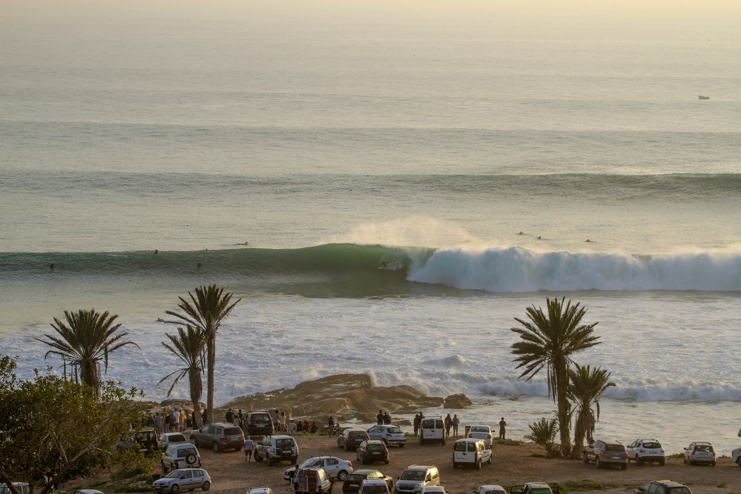 Taghazout Morocco â€” panoramic ocean view from a surf camp cliff